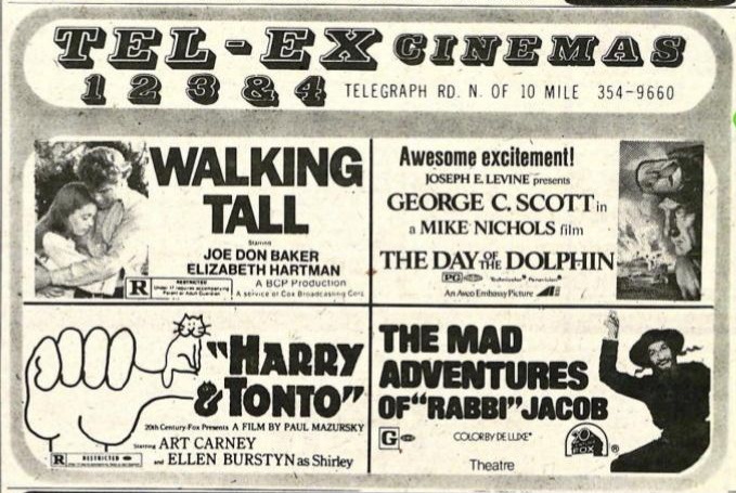 Tel-Ex Cinemas - 1974 Ad